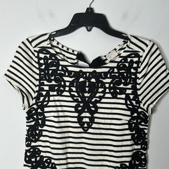 Anthropologie Postmark Striped Embroidered Filigree Tunic Dress - Picture 4 of 9